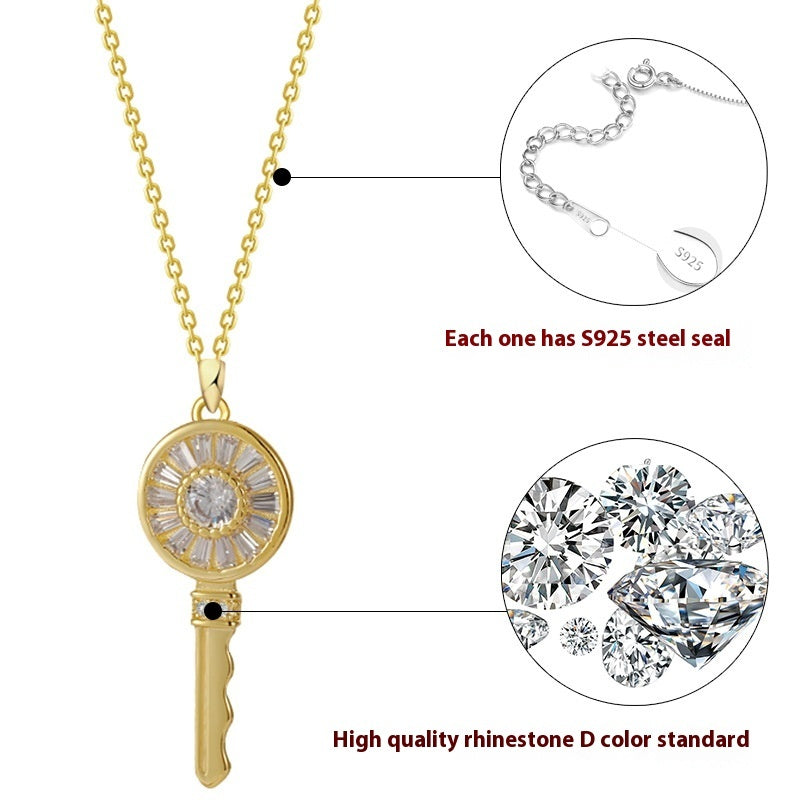 Fashion Lucky Key Pendant 925 Silver Plated Women