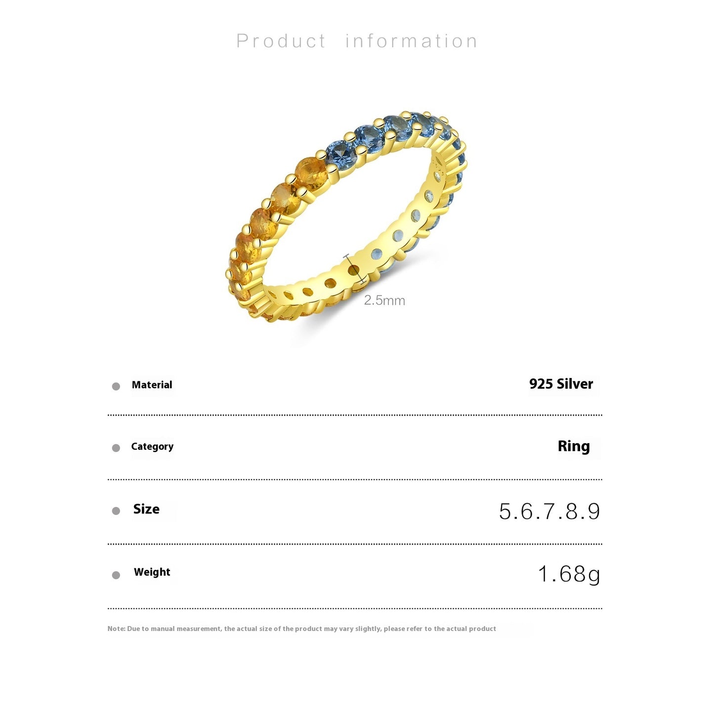 Colorful Diamond Round Simple Elegant Ring