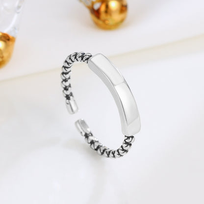 Sterling Silver Vintage Glossy Twisted Open Ring