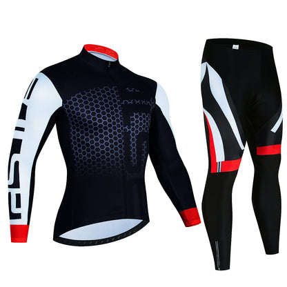 Spring And Autumn Cycling Clothing Long-sleeve Suit Top And Trousers Men's Sweat-wicking Breathable