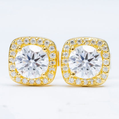 S925 Silver Inlaid Round 50mm Moissanite Stud Earrings