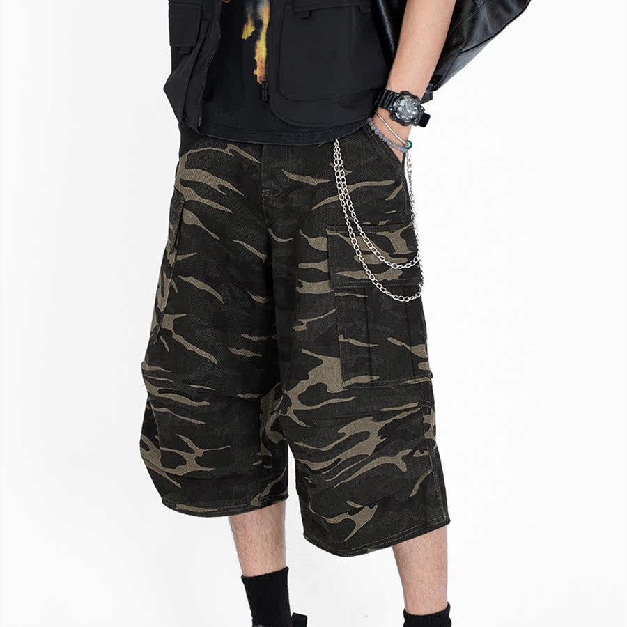 Camouflage Large Pocket American Street Men's Loose Casual Shorts