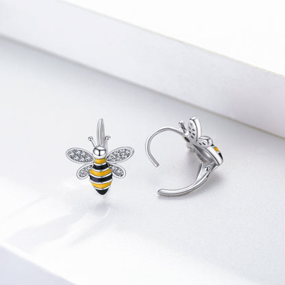 Bee Earrings S925 Sterling Silver Bumble Honey Huggie Hoop Earrings Bee Jewelry Gifts for Women Girls Teen