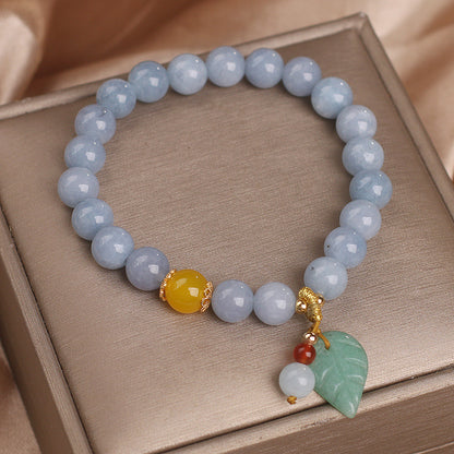 Aquamarine Bracelet Female Ins Special-interest Design Ethnic Style