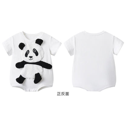 Leisure Short Sleeved Jumpsuit Three-dimensional Panda