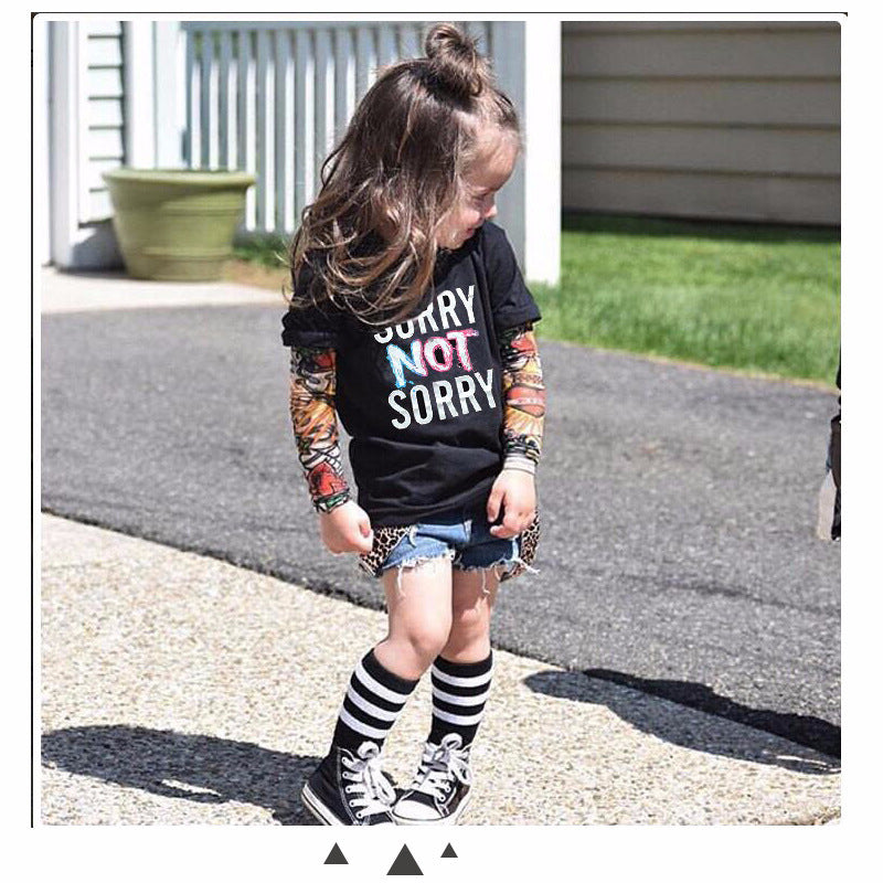 Tattoo long sleeve stitching top