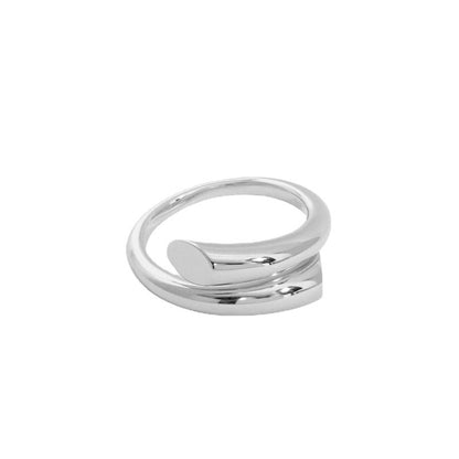 Staggered Cross Glossy Horn Sterling Silver Ring