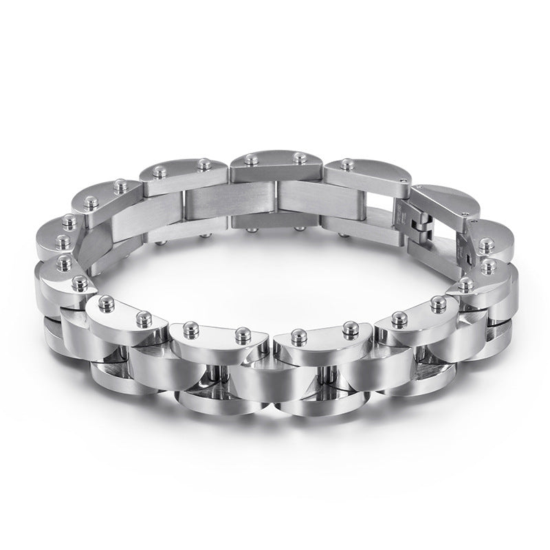 Stainless Steel Room Gold Personality Diamond Texture Men's Titanium Steel Bracelet