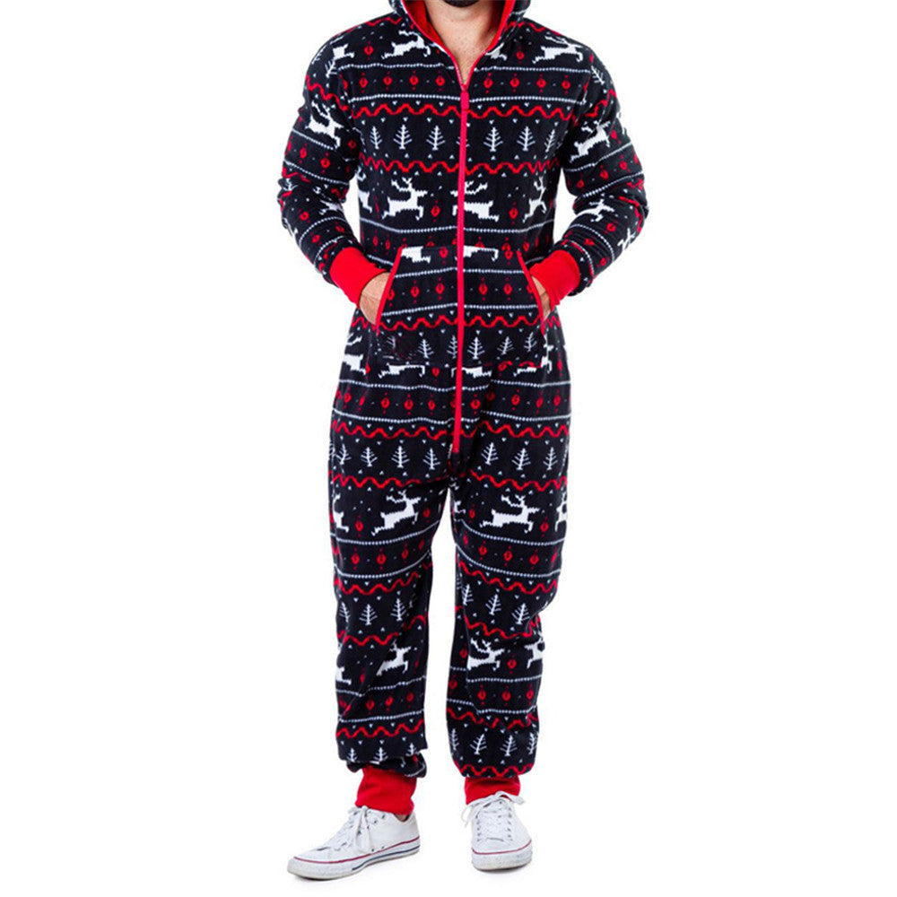 Christmas Family X'mas Costume Snowman Striped Print Jumpsuit Pajama