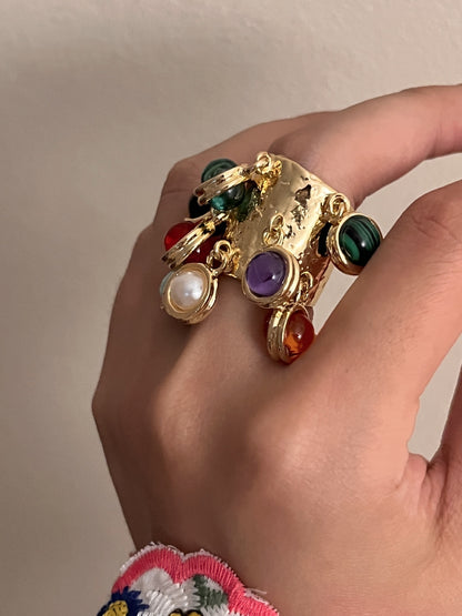 Fashion Vintage Natural Gemstone Peacock Ring