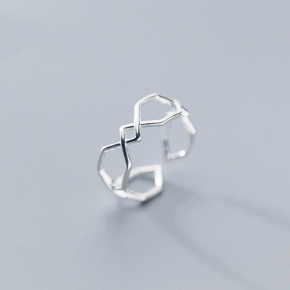 Hollow Double Line Cross Adjustable Ring