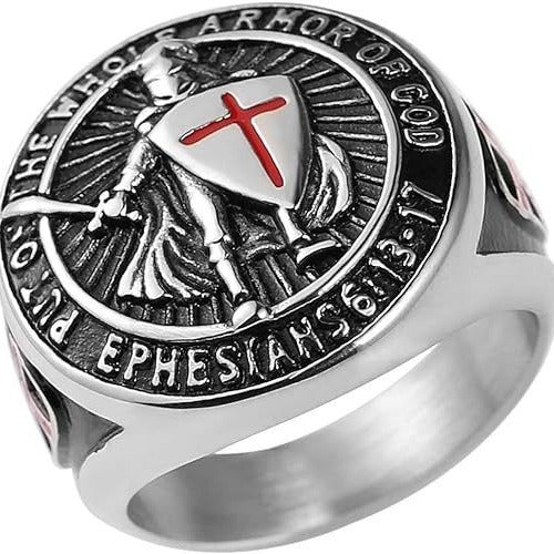 Retro Templar Shield Cross Titanium Steel Ring