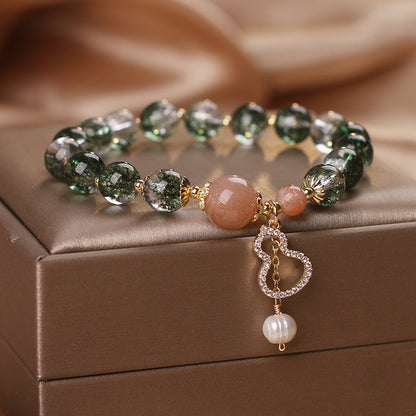 Special-interest Design Green Phantom Quartz Crystal Bracelet Female Fu Lu Gourd