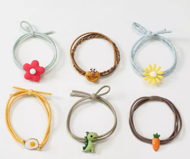 Korean Style Cute Soft Rubber Cartoon Hair Band Little Girl Hair Elastic Band Hair Rope Small Jewelry Hair Accessories Hair Ring Wholesale