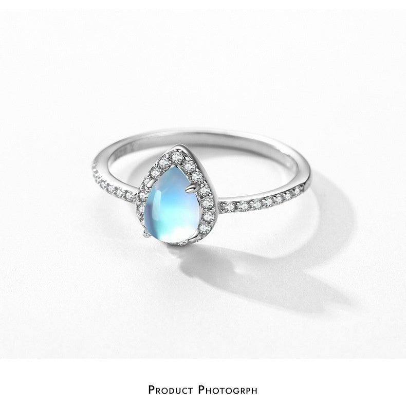 Sterling Silver Inlaid Moonstone Ring Female Niche Design