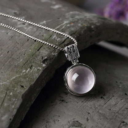 S925 Silver Natural Ross Quartz Necklace For Women