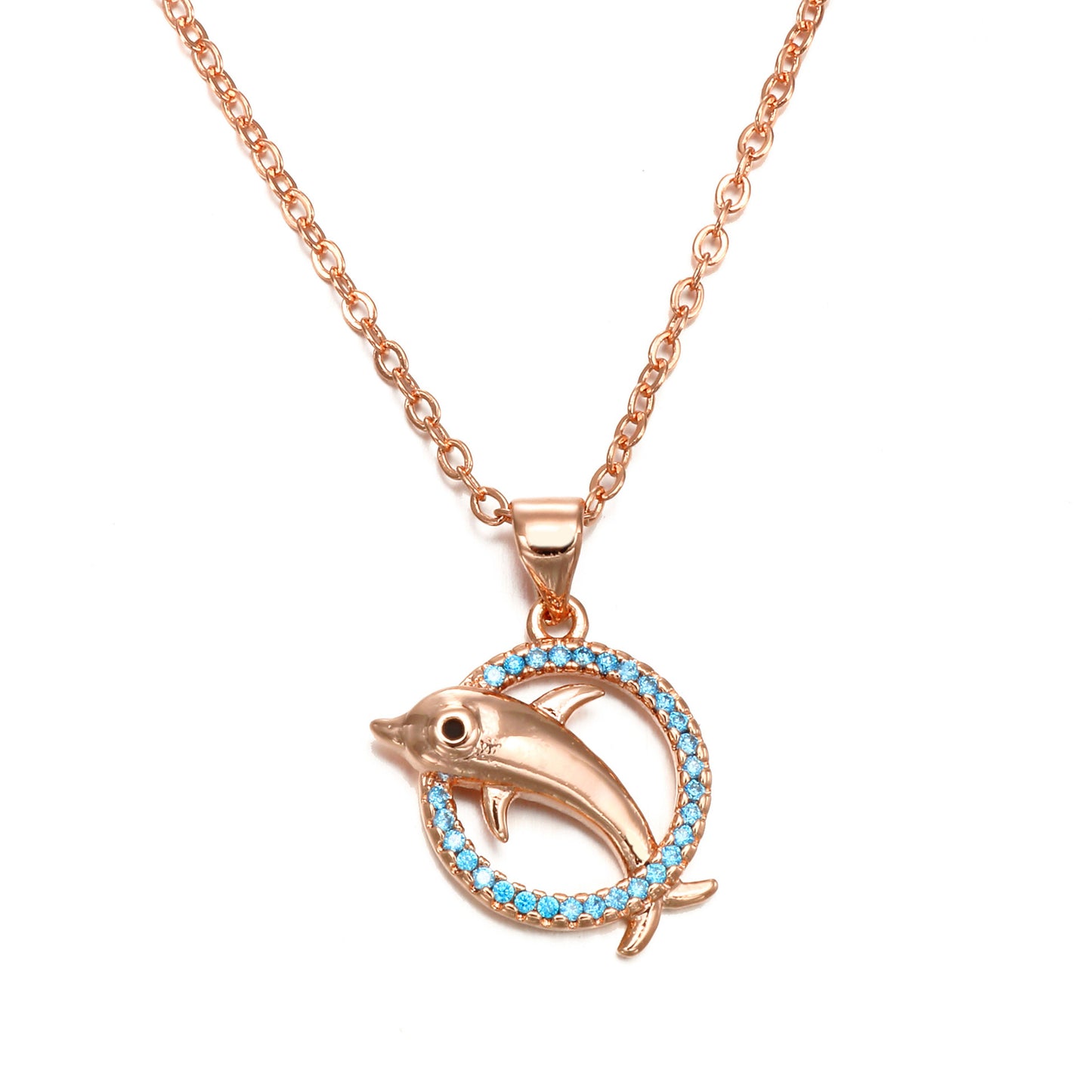 Dongguan jewelry manufacturer direct selling romantic Dolphin Necklace personality Korean tide female Copper Pendant simple fashion necklace