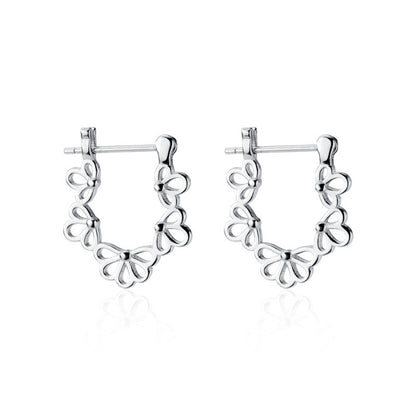 S925 Silver Ear Clip Female Hollow Flower