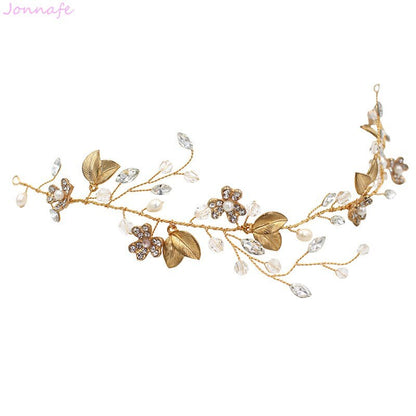 Sweet Crystal Branches Bridal Headgear Natural Wind Gold Leaf Bridal Headband