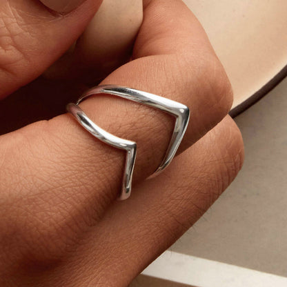 Simple V-shaped Double-layer Ring Women