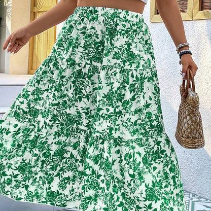 Plus Size Women's Printed Woven Skirt