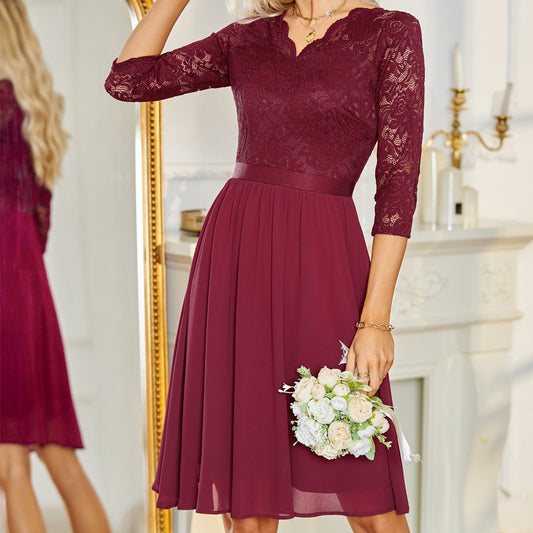 Lace And Chiffon Mid-length Dress