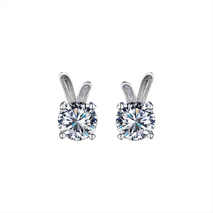 Women's Rabbit Moissanite Sterling Silver Earrings