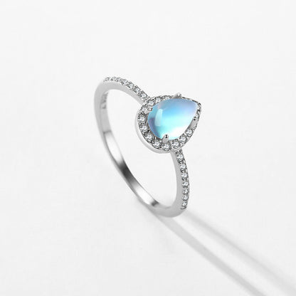 Sterling Silver Inlaid Moonstone Ring Female Niche Design