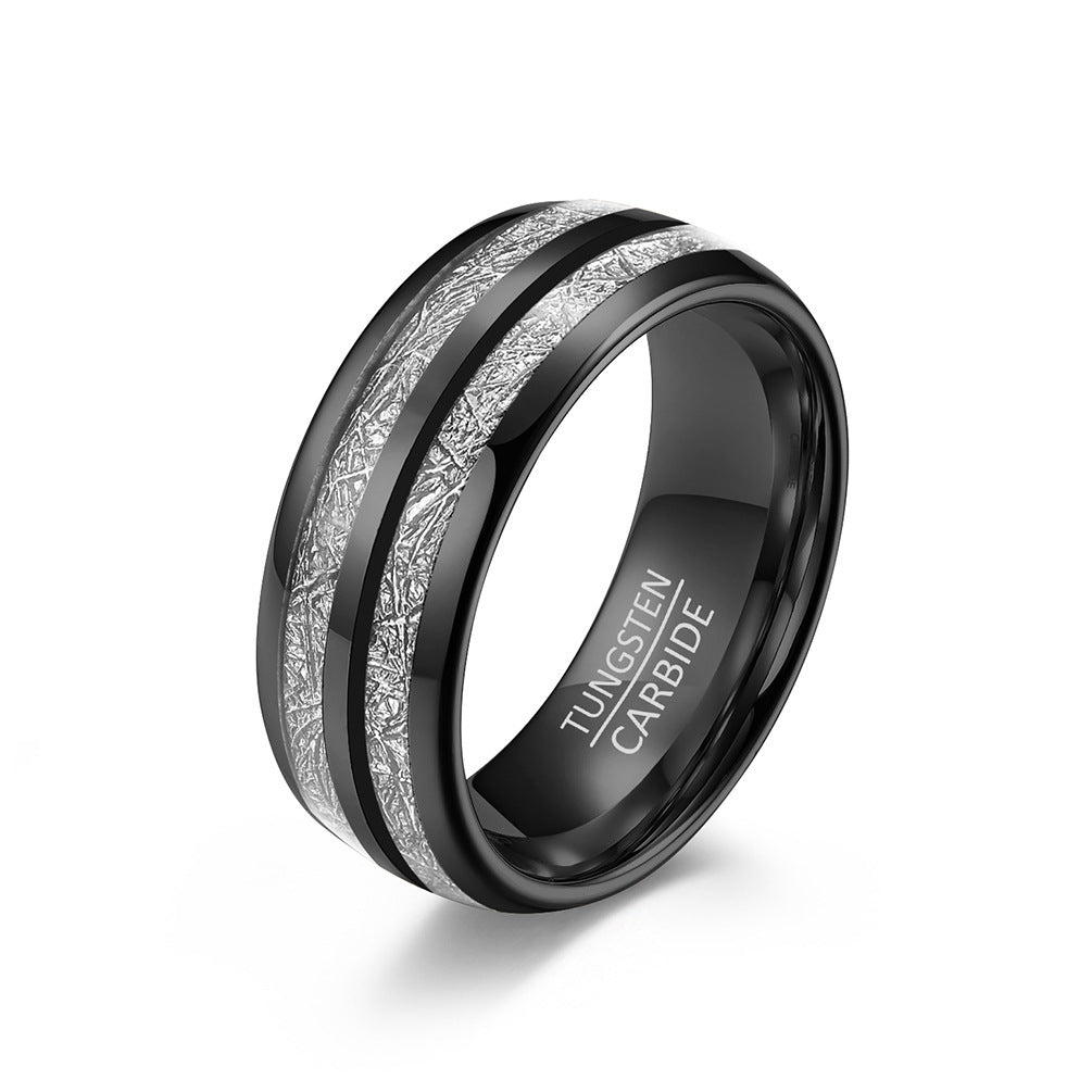 Double Slot Embedded Ice Silk Tungsten Ring Men And Women Couple