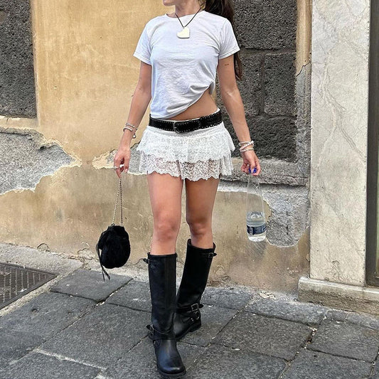 Pure Sexy Lace Low Waist Skirt Pants French