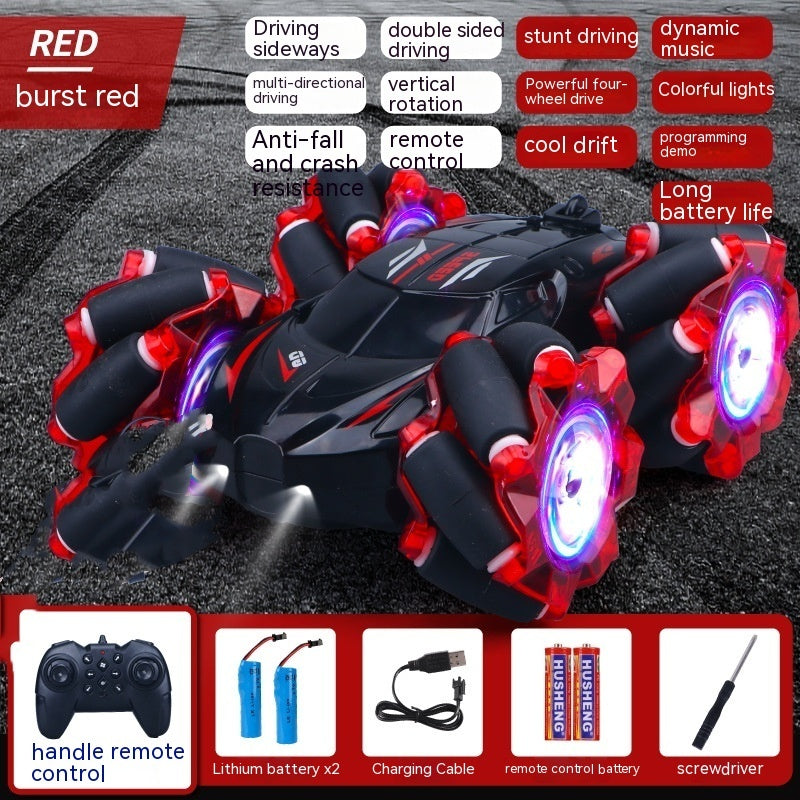 24G High-speed Wireless Remote Control Car Light Music Four-wheel Drive Double-sided Driving Flip Rotating Drift Car Stunt Car