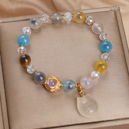 Ethnic Style Colorful Heart Agate Bracelet