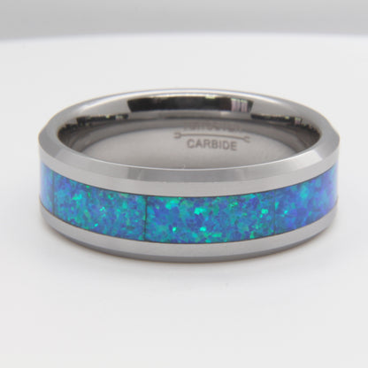 Fashion Blue Opal Tungsten Gold Ring