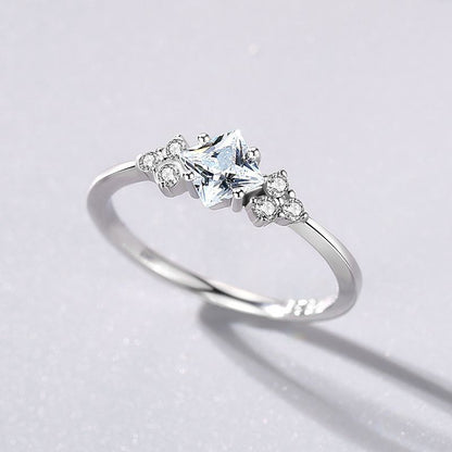 S925 Silver Ring Female Japanese And Korean Simple Light Luxury Zircon