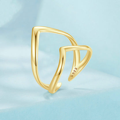 Simple V-shaped Double-layer Ring Women