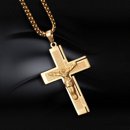 Fashion Titanium Steel Corrosion Cross Pendant Necklace