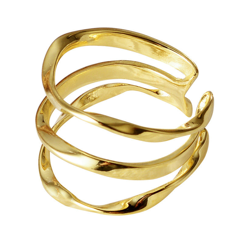 Sterling Silver Three-layer Twisted Ring