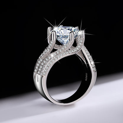 925 Sterling Silver Moissanite Diamond Ring