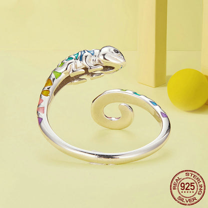 Sterling Silver Color Chameleon Ring Adjustable