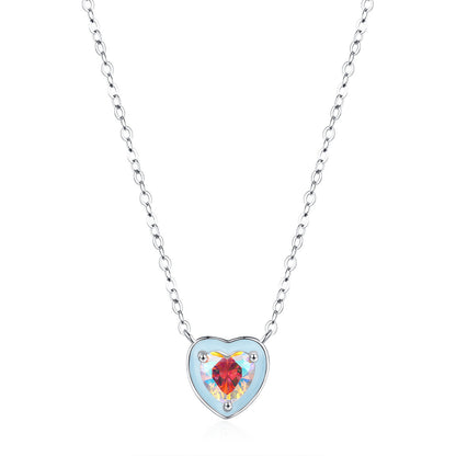 Sterling Silver Epoxy Heart-shaped Gradient Necklace