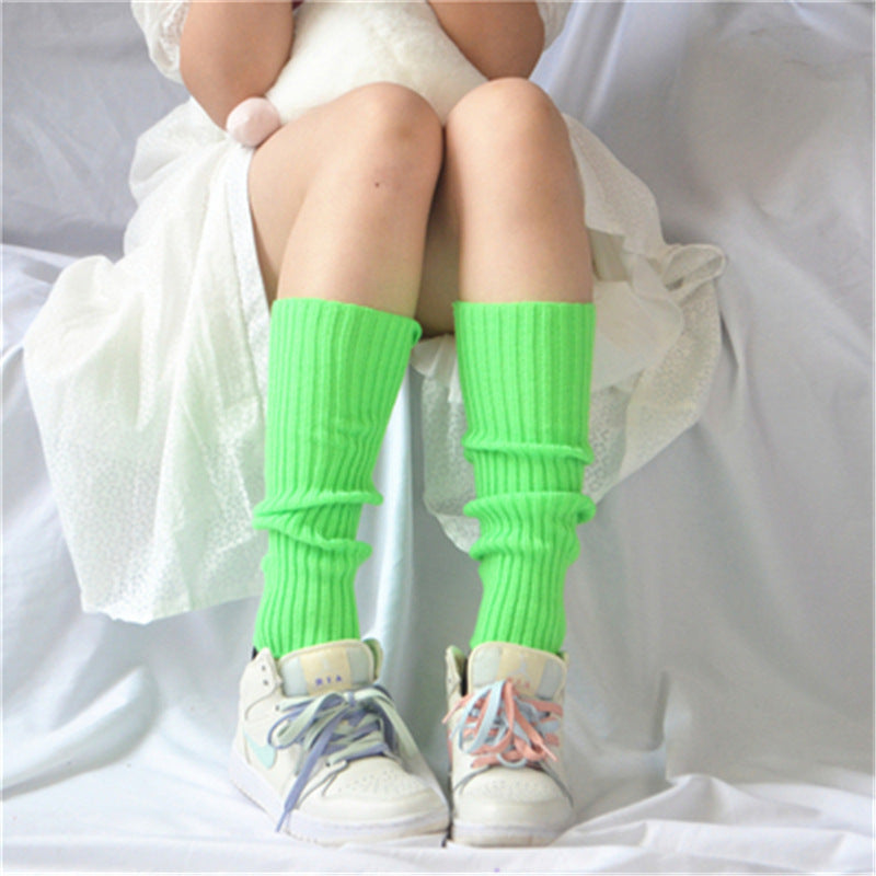 Candy Color Japanese Solid Color Bunching Socks