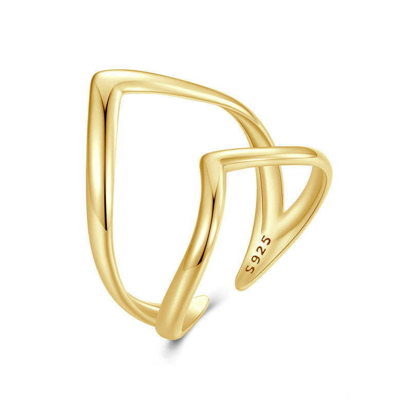 Simple V-shaped Double-layer Ring Women