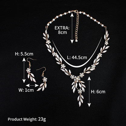 Earrings necklace bridal jewelry three-piece alloy plating European and American bride set jewelry set