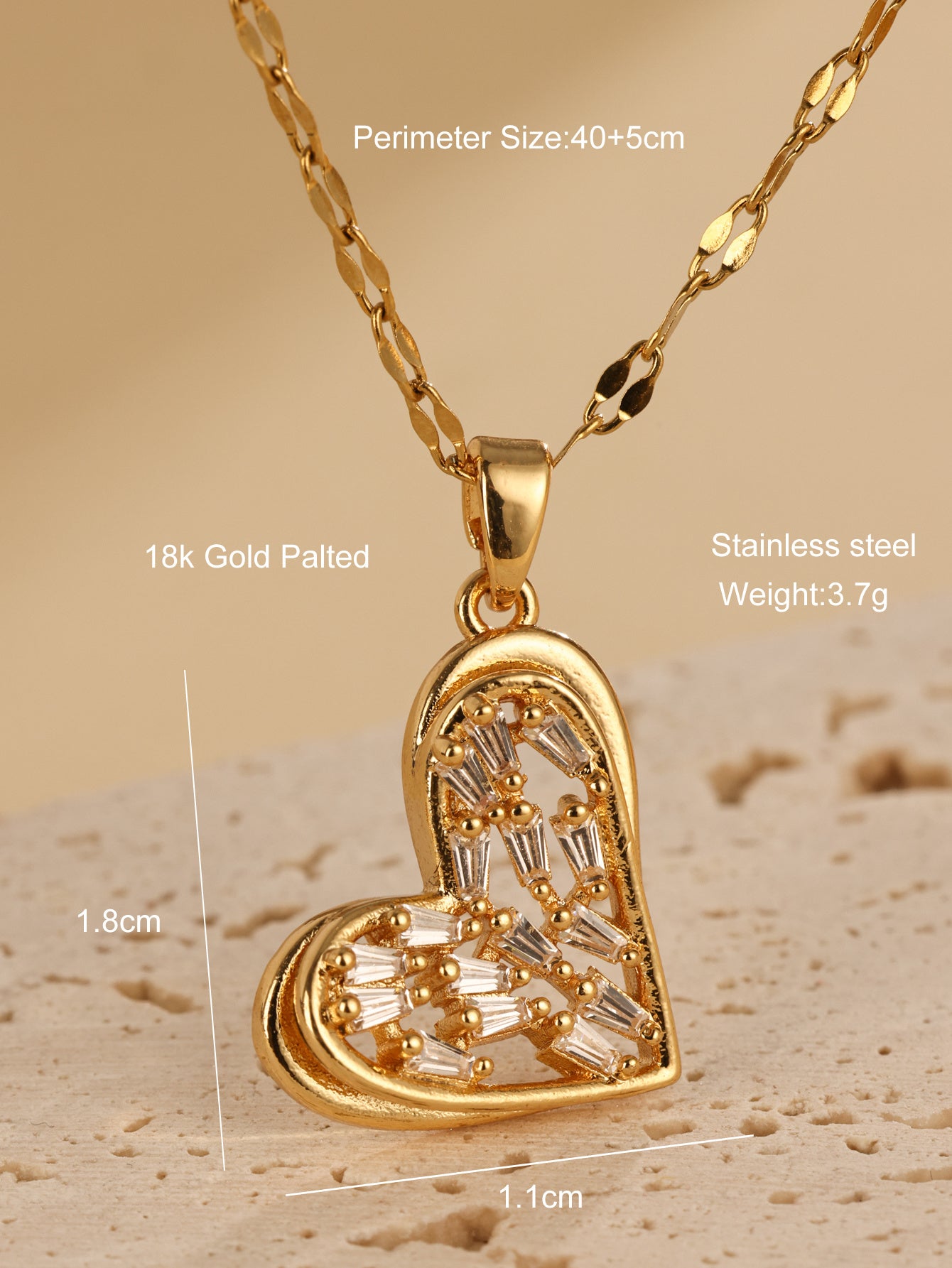 Sweet And Cool Love Hollow Zircon Stone Small And Luxury New Design Sense Pendant Temperament Stainless Steel Necklace