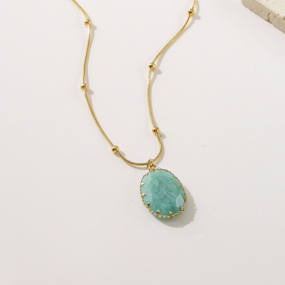 18K Gold Stainless Steel Turquoise Necklace