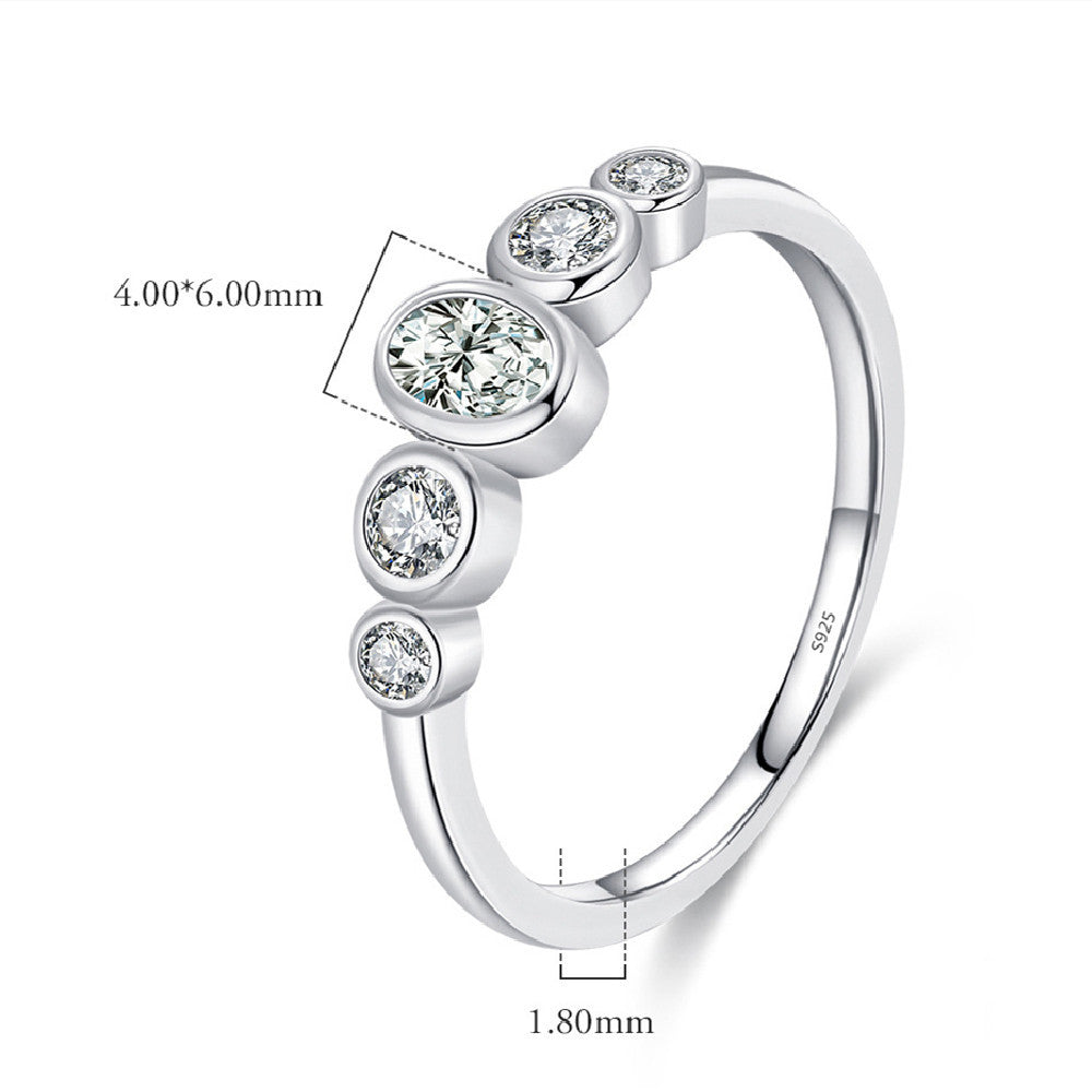 Women's Sterling Silver Diamond-studded Ring