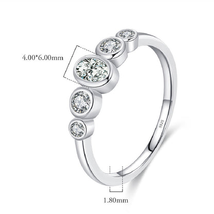 Women's Sterling Silver Diamond-studded Ring
