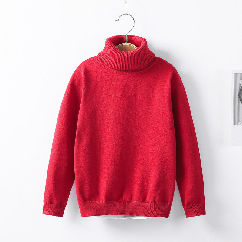 Autumn and winter high collar children's knitwear