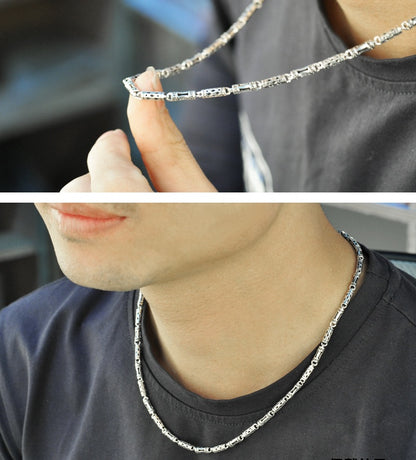 The 925 Silver men's Necklace clavicle thick long silver chain all-match fashion retro silver chain bare sweater chain