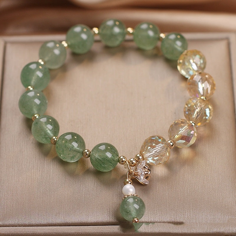 Original Design Green Strawberry Quartz Bracelet